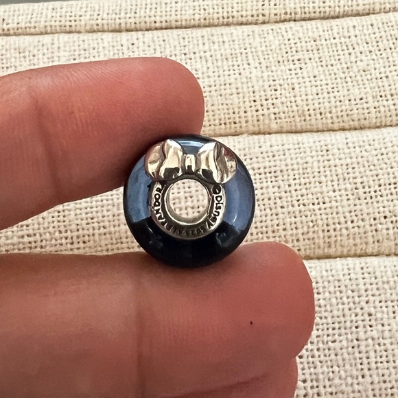 Disney Mickey Mouse & Minnie Mouse Blue Murano Glass Charm - Picture 2 of 4